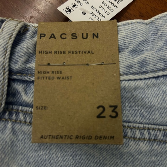 PacSun Lace-Up High-Rise Denim Shorts - Light Wash Blue - Picture 3 of 3